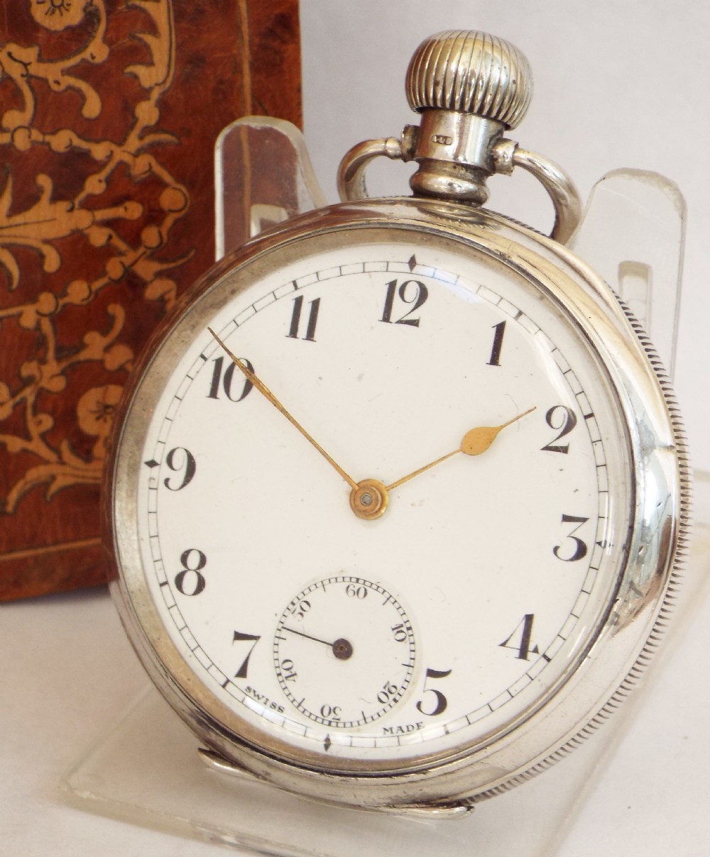 Antique Swiss silver pocket watch 1911.