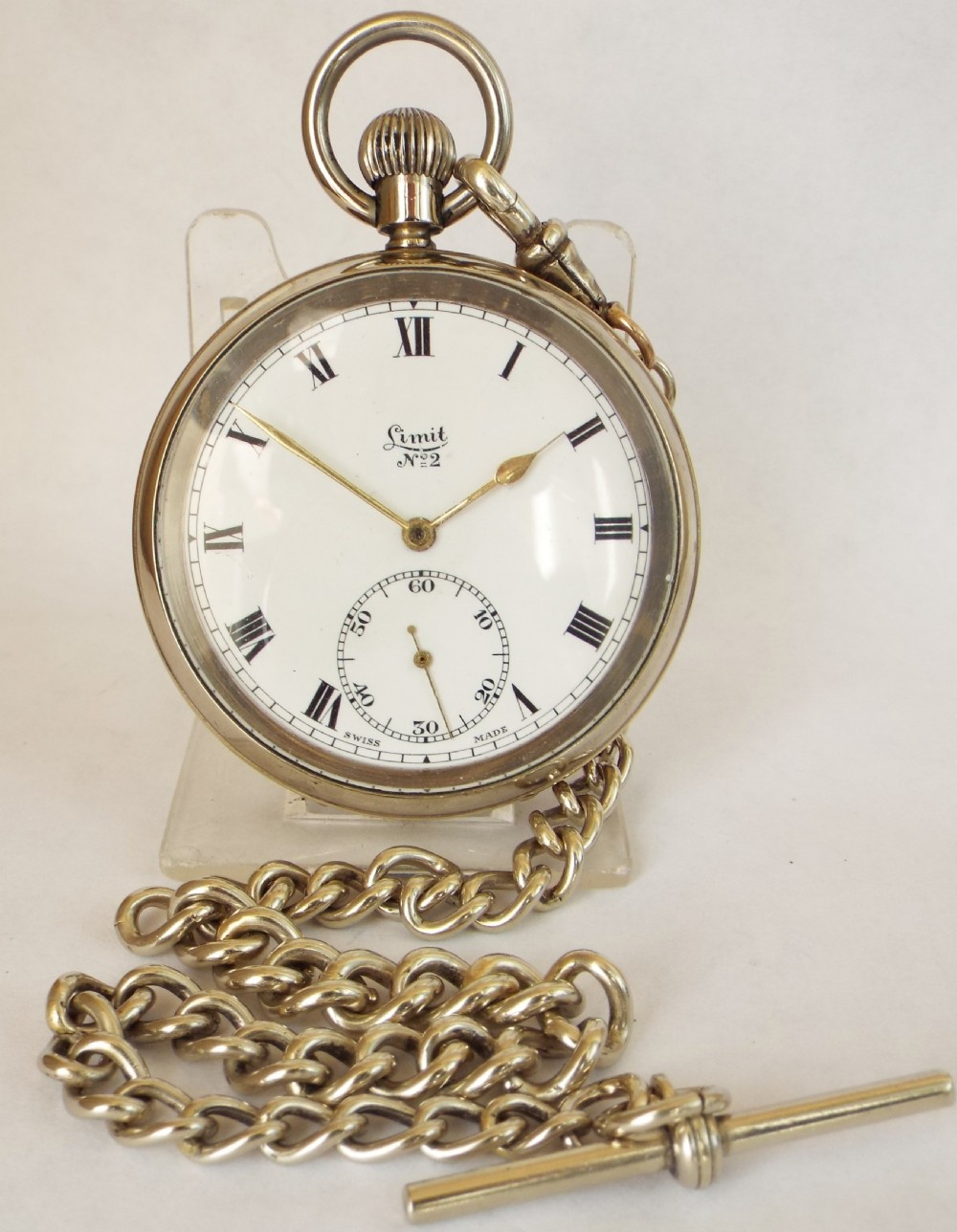 1920s Limit No 2 pocket watch and chain.