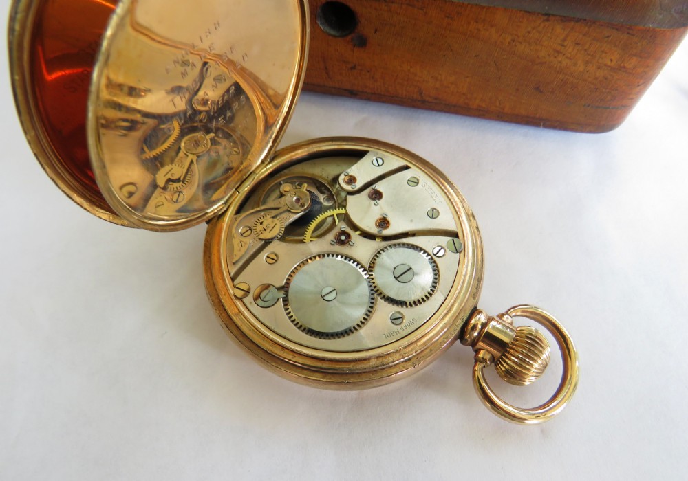 Syren full hunter pocket watch by Revue Thommen View III