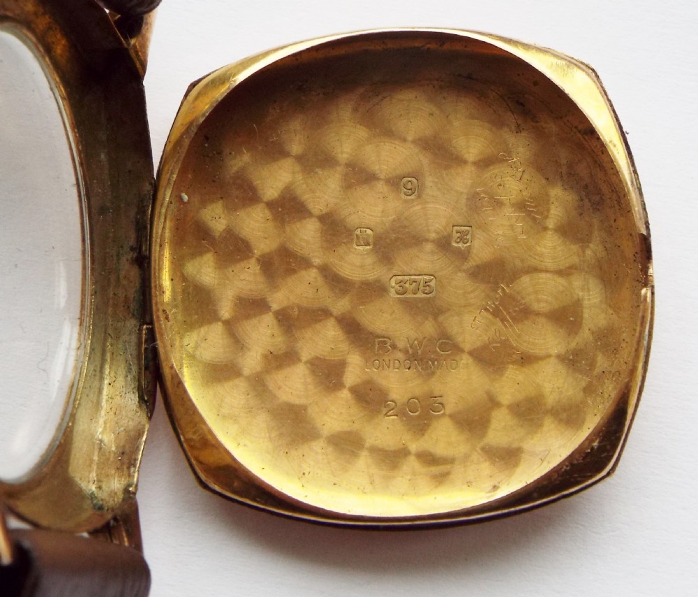 Gents 9ct rose gold Buren wrist watch, 1938. View VI