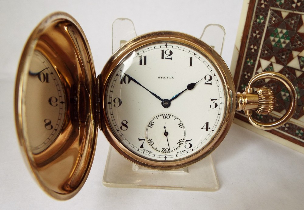 A vintage 1920s Stayte full hunter pocket watch. 