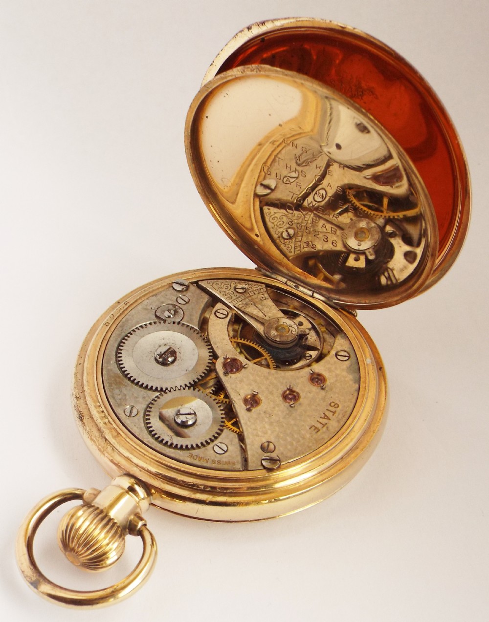 A vintage 1920s Stayte full hunter pocket watch.  View VI