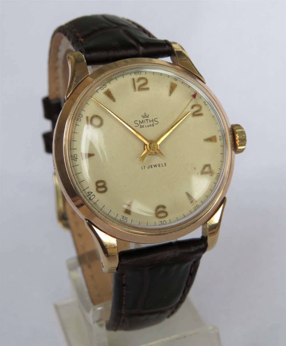 Gents 9ct gold Smiths De Luxe wrist watch, 1955 View II