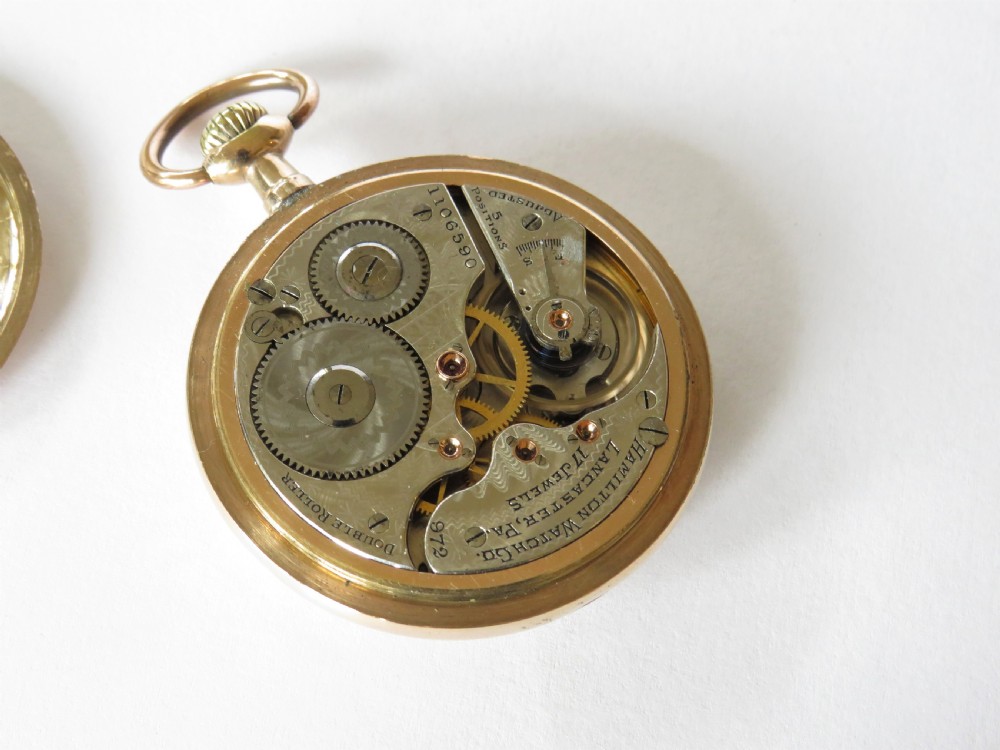 Antique Hamilton railroad pocket watch, 1914 View III