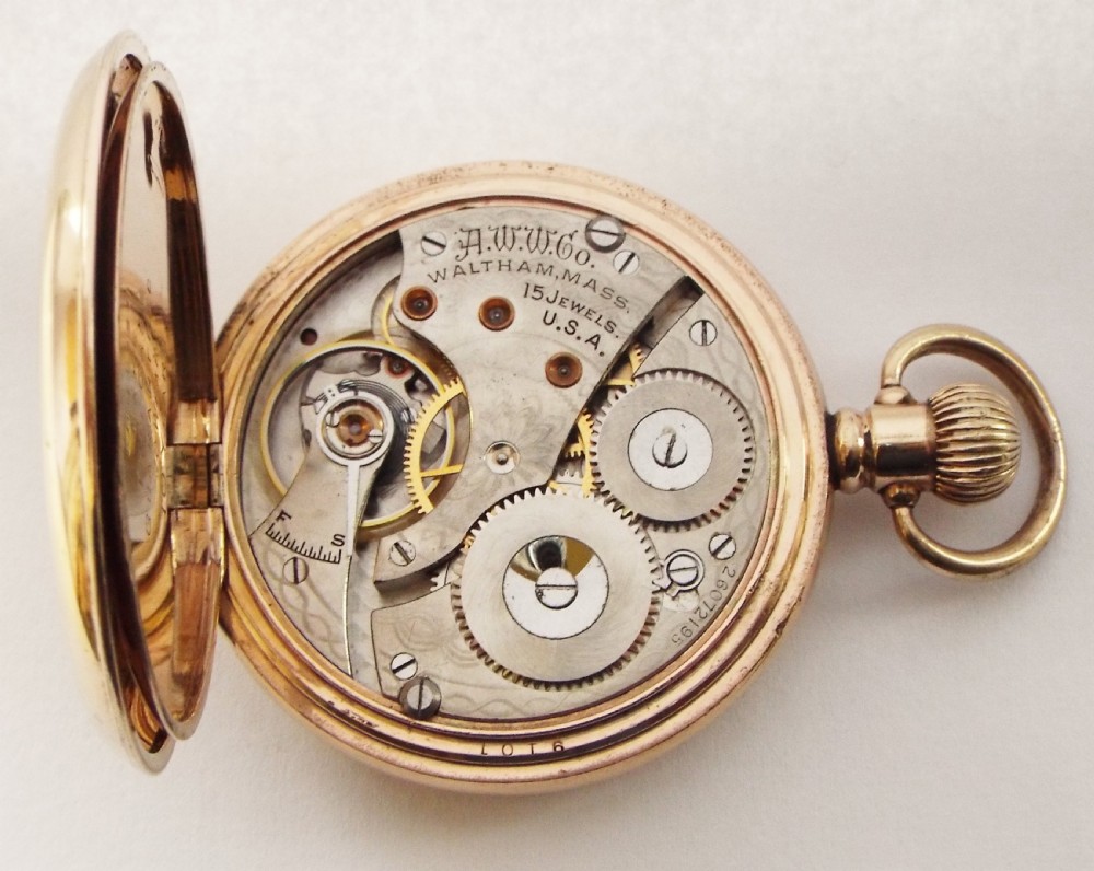 Waltham full hunter pocket watch, 1926. View V
