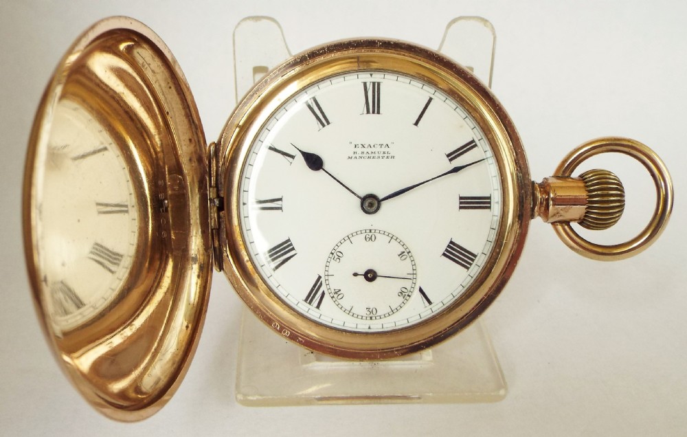 An “Exacta” full hunter pocket watch from H Samuel.