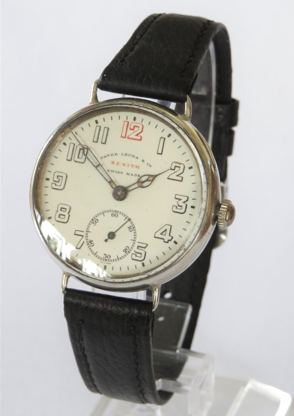 Gents antique silver Zenith watch, Favre Leuba View V