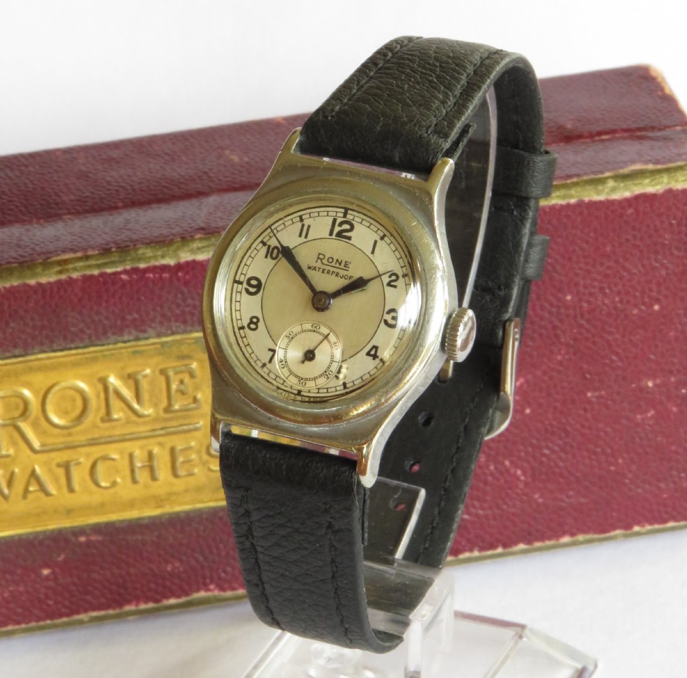 1930s Rone wrist watch with box, papers and tools View III