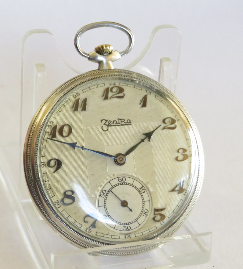 Art Deco Zentra silver pocket watch.