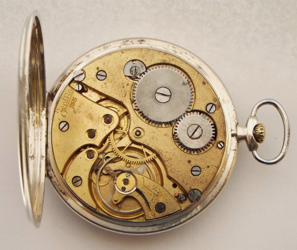 Art Deco Zentra silver pocket watch. View V