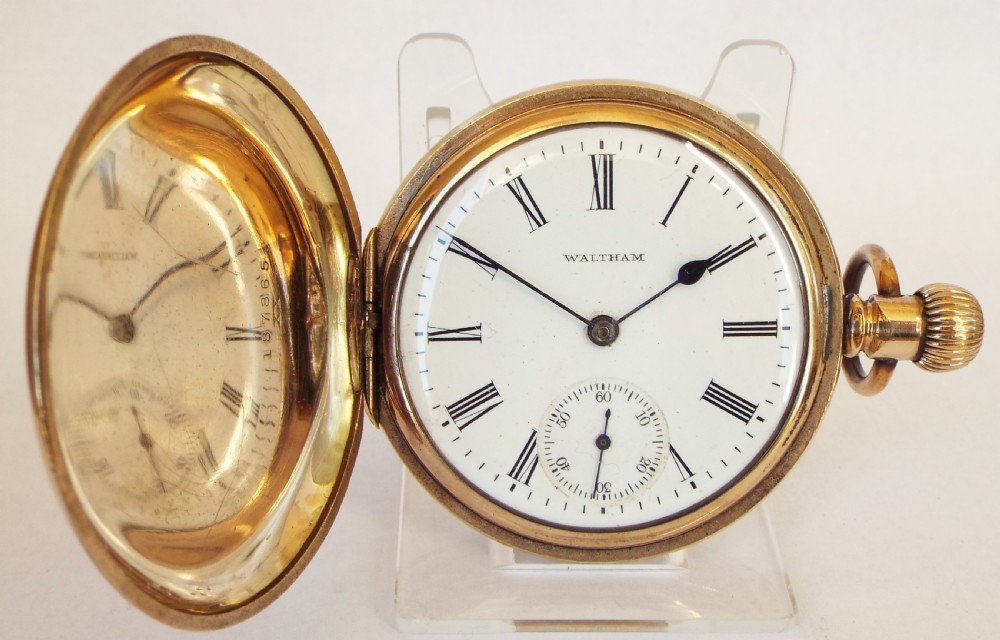 An antique Waltham full hunter pocket watch.