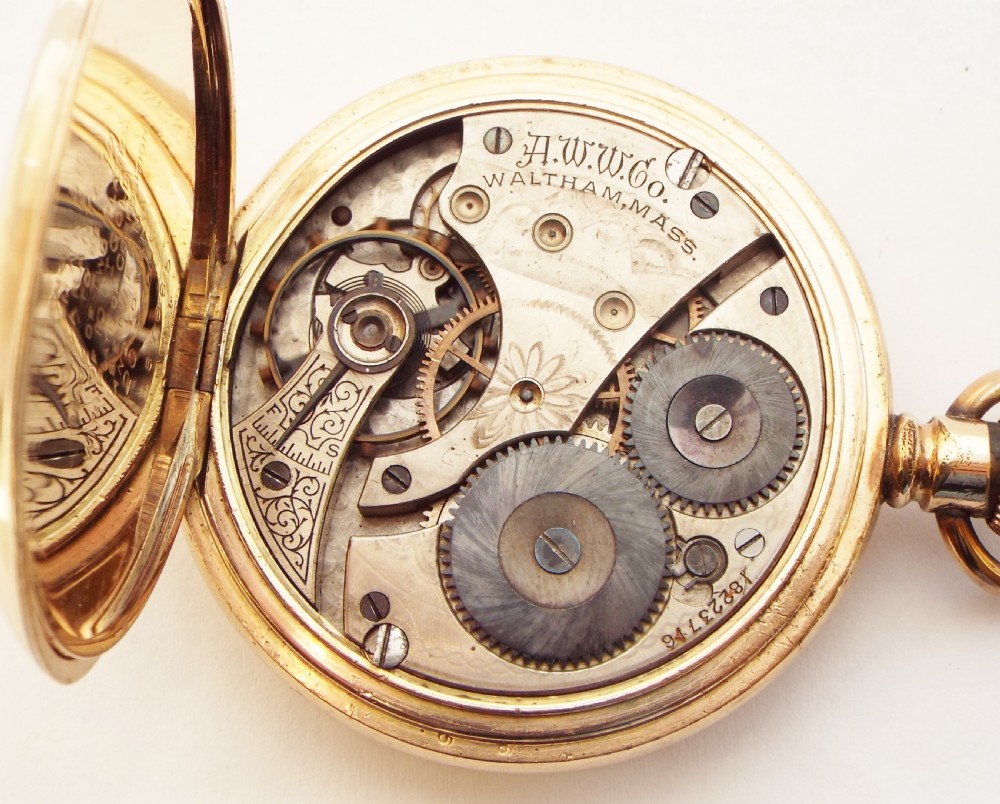 An antique Waltham full hunter pocket watch. View IV