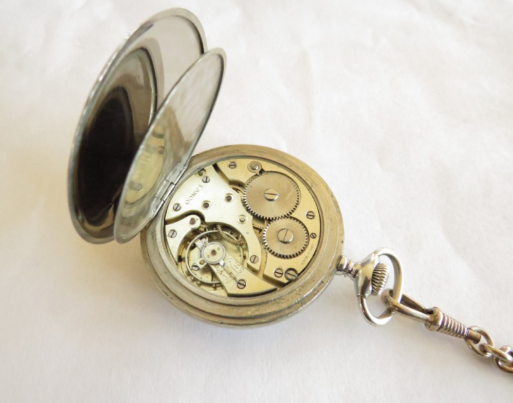 1930s Lanco pocket watch and chain View II