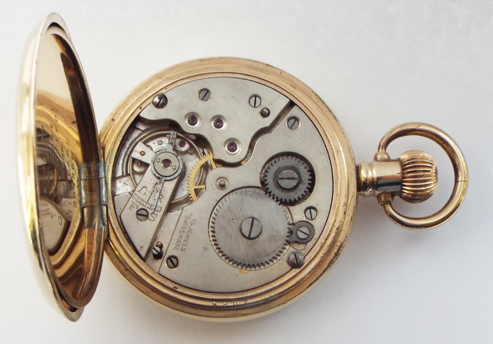 Antique 1920s Swiss full hunter pocket watch. View IV