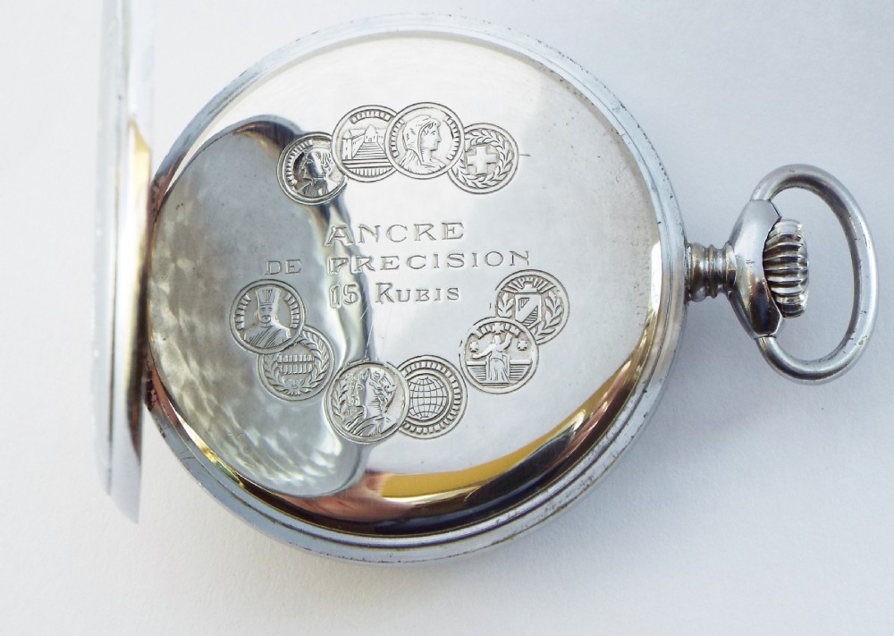 1960s Athena Locomotive pocket watch. View IV