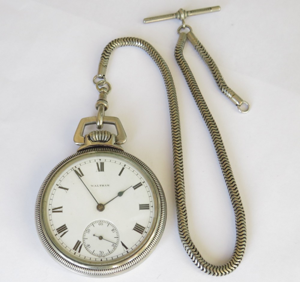 Antique Waltham pocket watch and chain View III