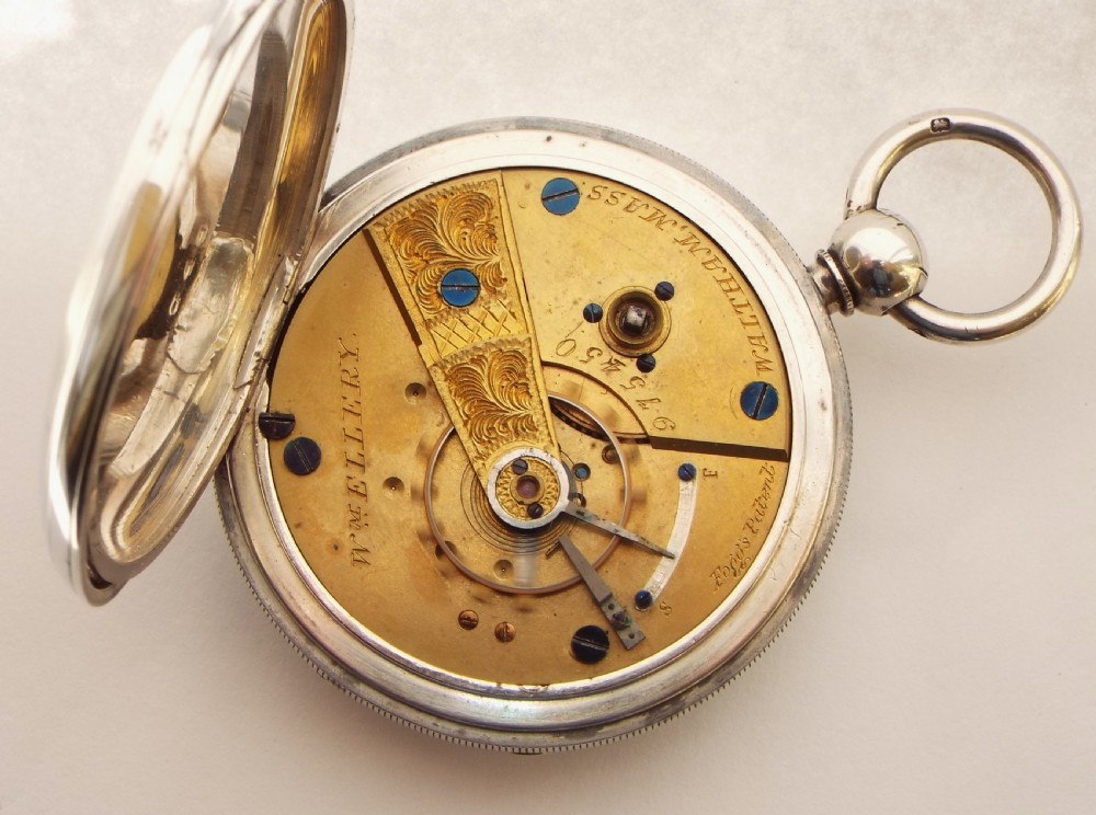 Antique silver Waltham Ellery pocket watch. View V