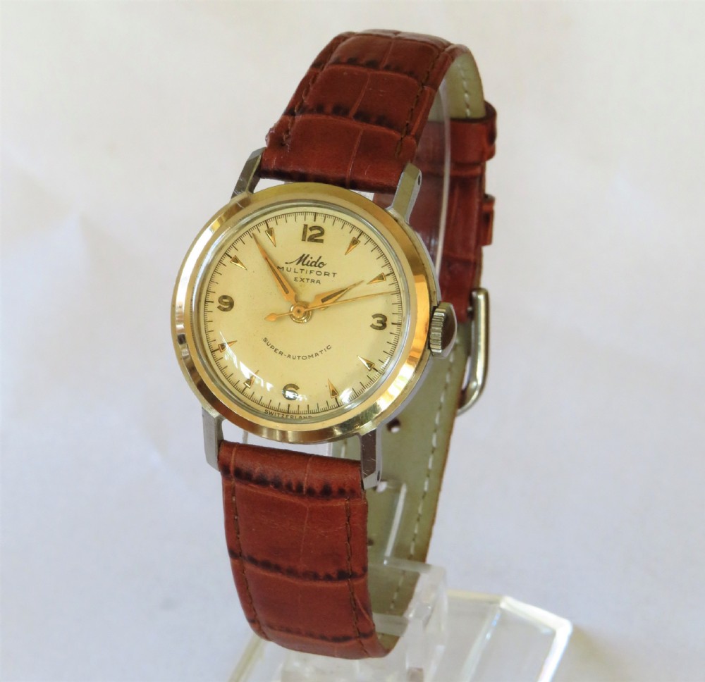  1940s Mido Multifort bumper automatic wrist watch.