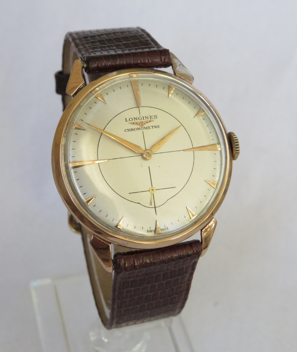Gents large 18ct gold Longines Chronometre watch View II