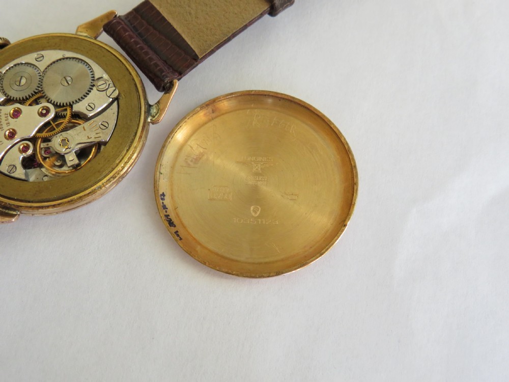 Gents large 18ct gold Longines Chronometre watch View VI
