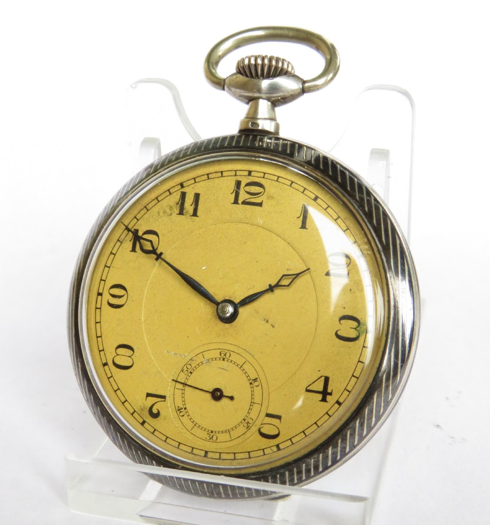 Art Deco silver niello cased pocket watch