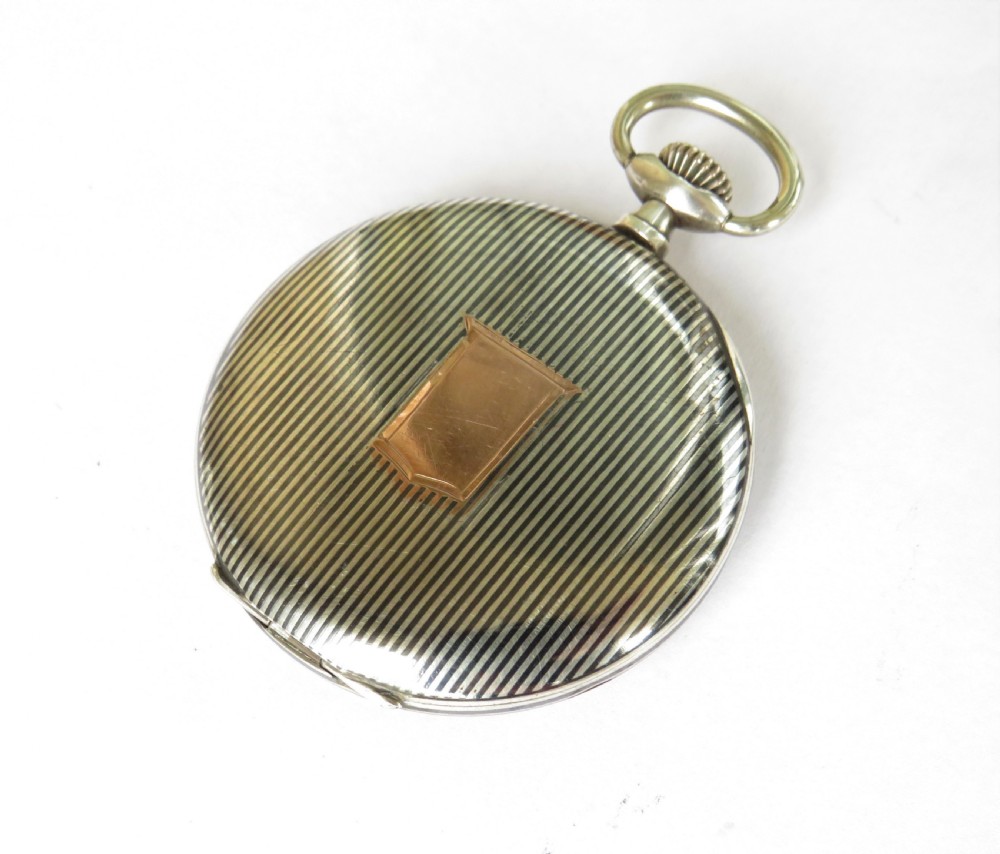 Art Deco silver niello cased pocket watch View V