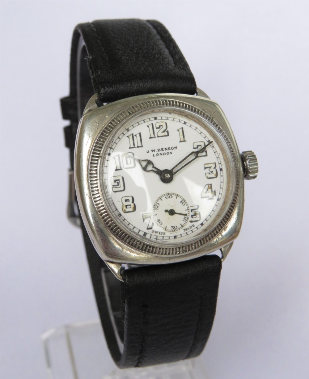 Gents J W Benson silver wrist watch, 1933 View II