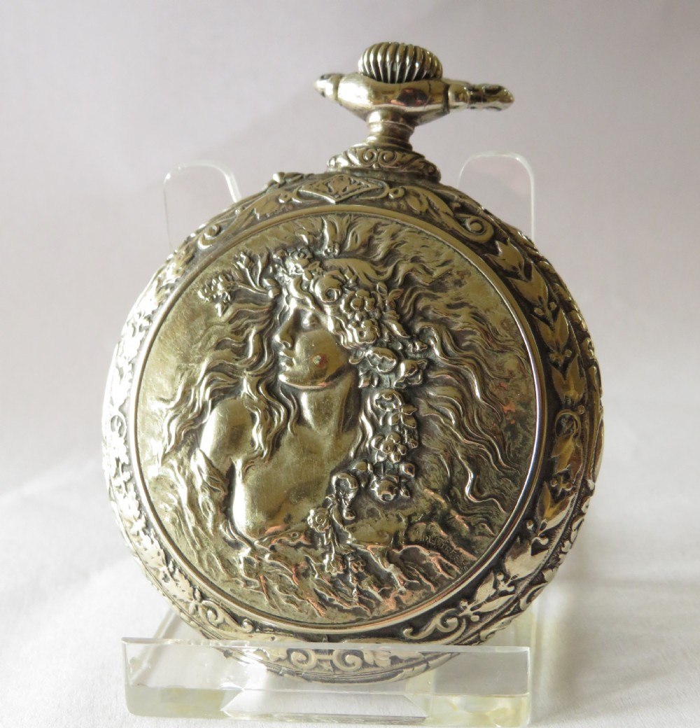 Antique pocket watch, pre-raphaelite design
