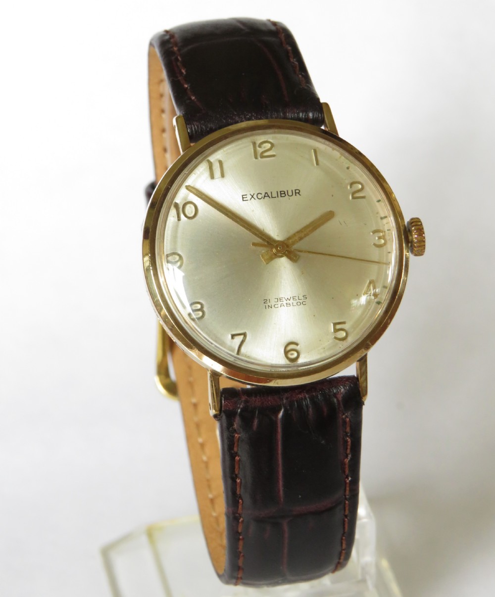 Gents 9ct gold Excalibur wrist watch, 1969 View II