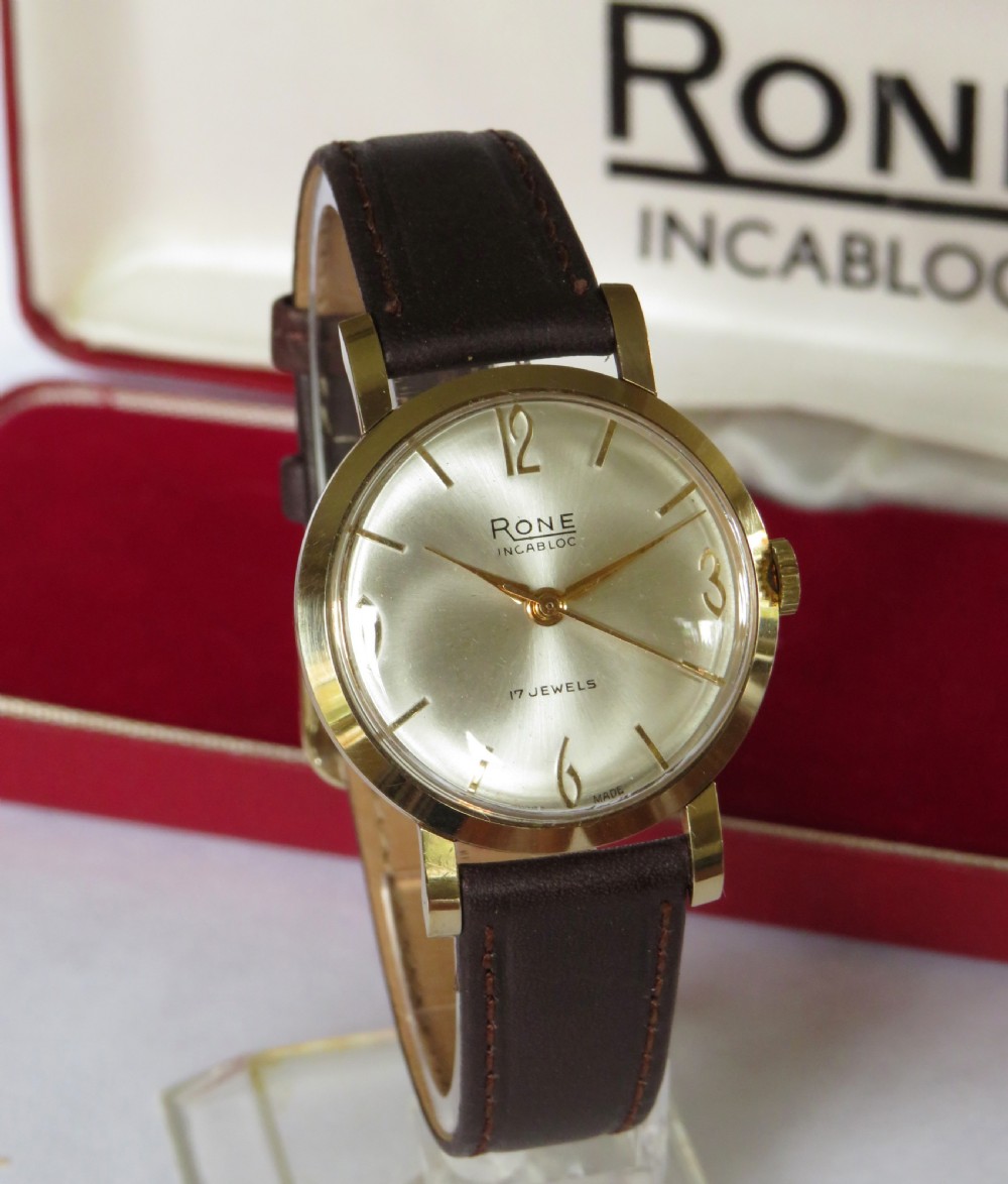 Gents 9ct gold Rone wrist watch, 1961