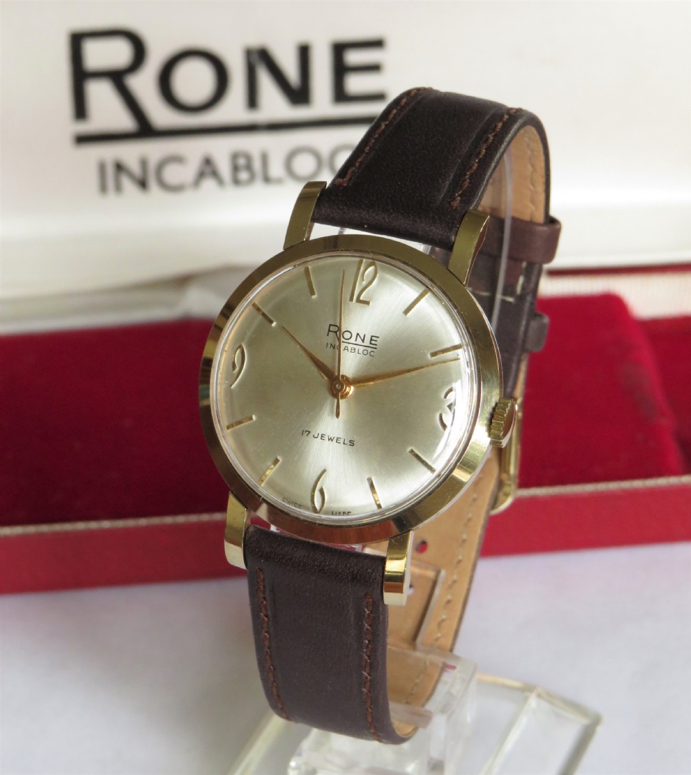 Gents 9ct gold Rone wrist watch, 1961 View II