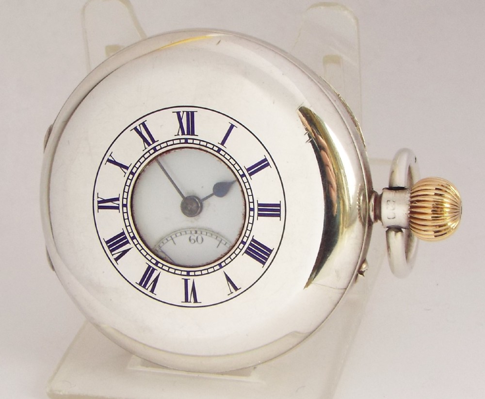 Antique silver Coventry Rotherhams half hunter pocket watch.