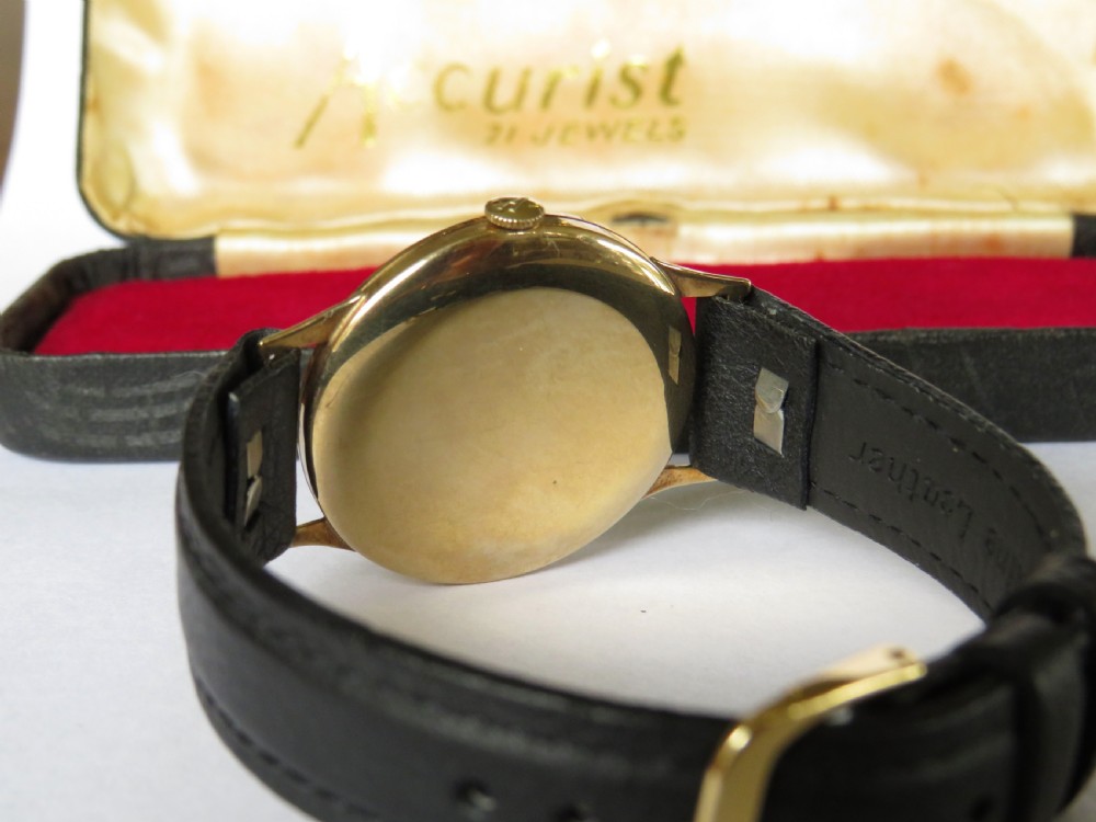 Gents 9ct gold Accurist wrist watch, 1965 View III