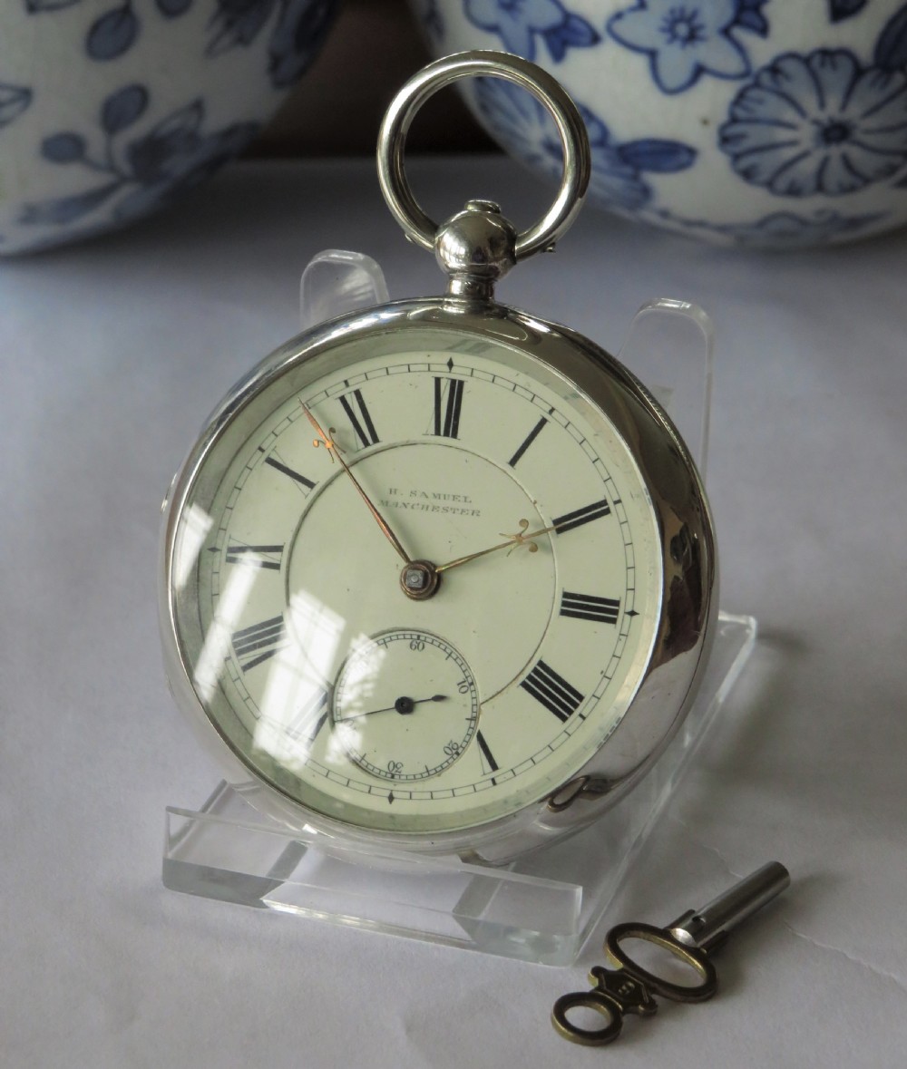 Antique silver H Samuel pocket watch, 1896 View II