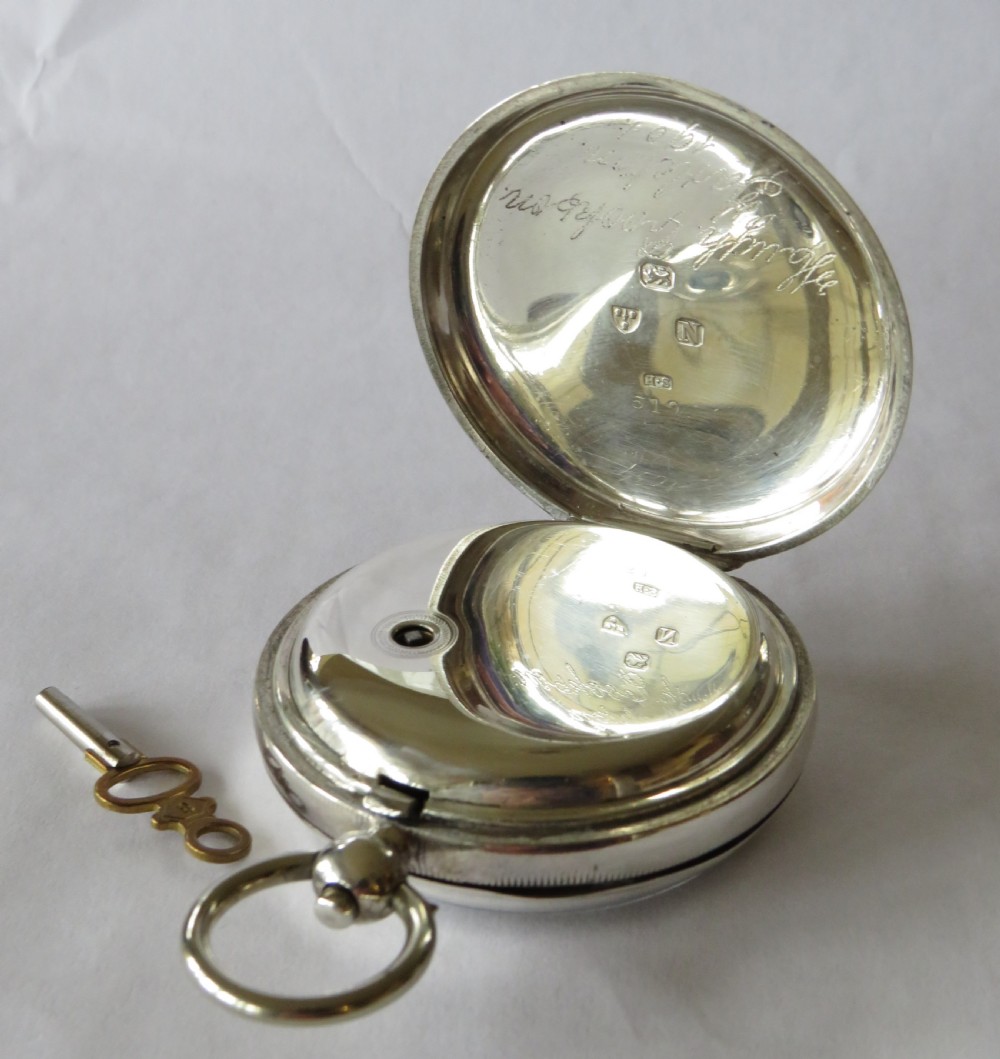 Antique silver H Samuel pocket watch, 1896 View III