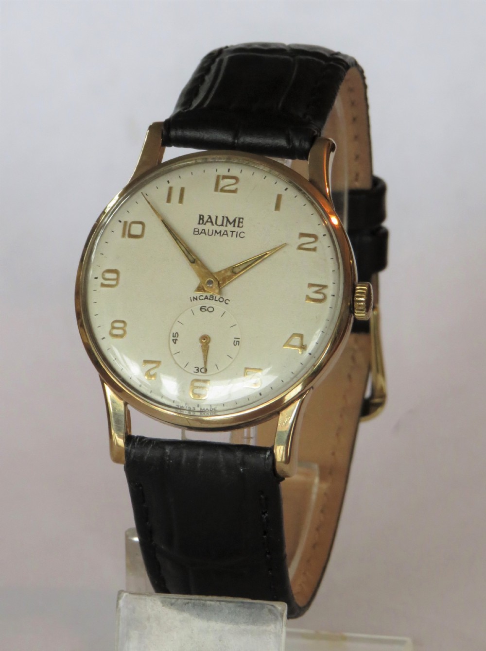 Gents 9ct gold Baume wrist watch, 1963