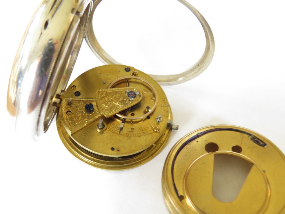 Antique silver fusee pocket watch, 1878 View IV