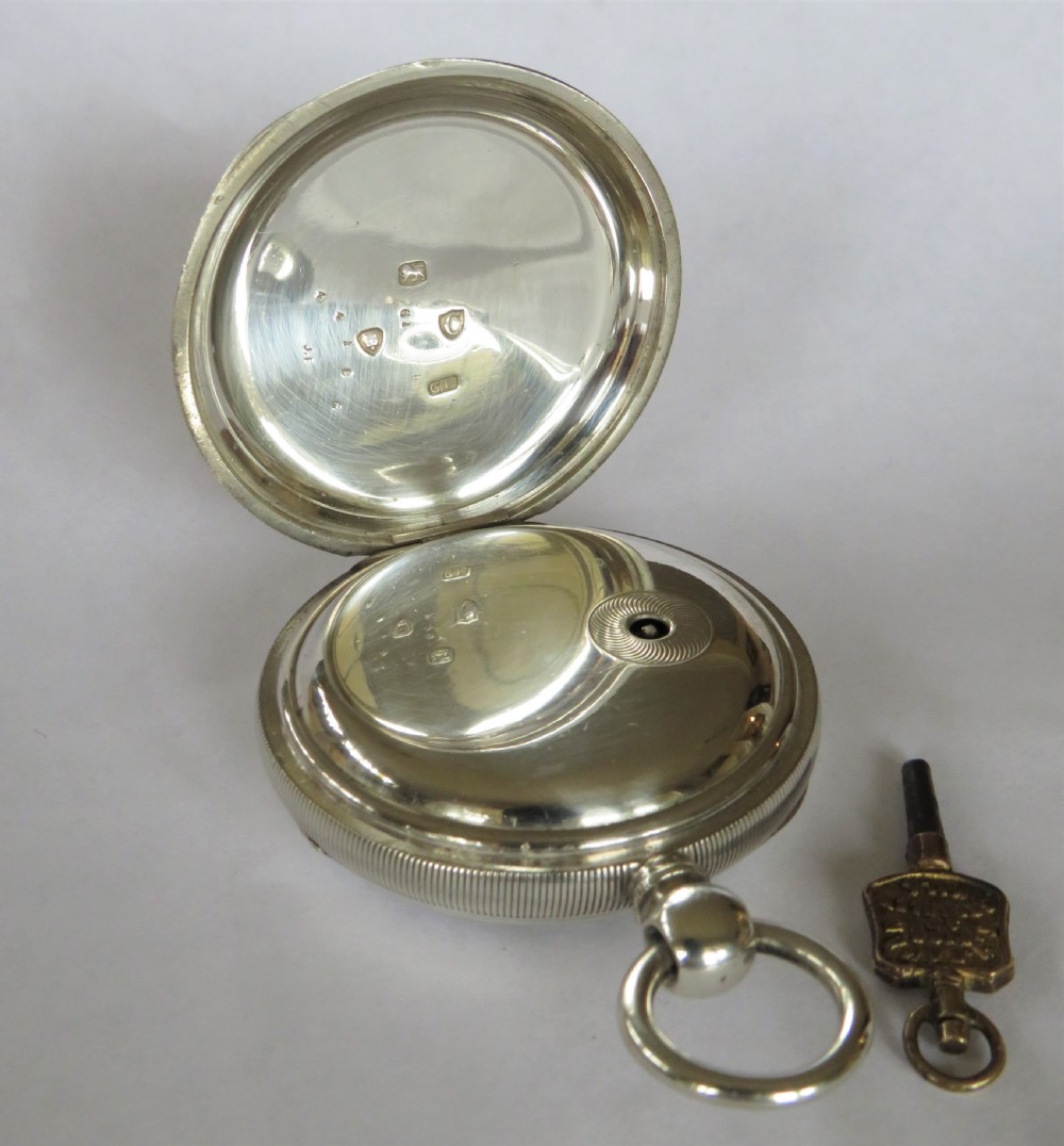 Antique silver fusee pocket watch, 1878 View V