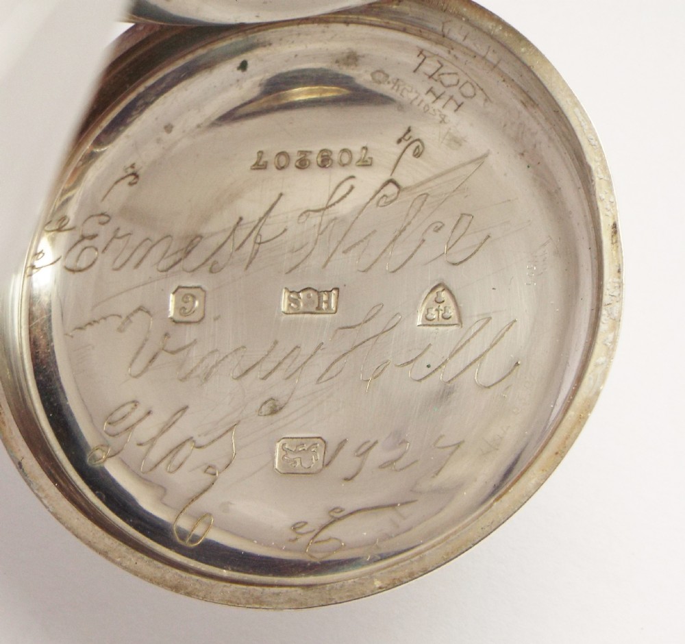 Antique silver H Samuel pocket watch, 1903. View VI
