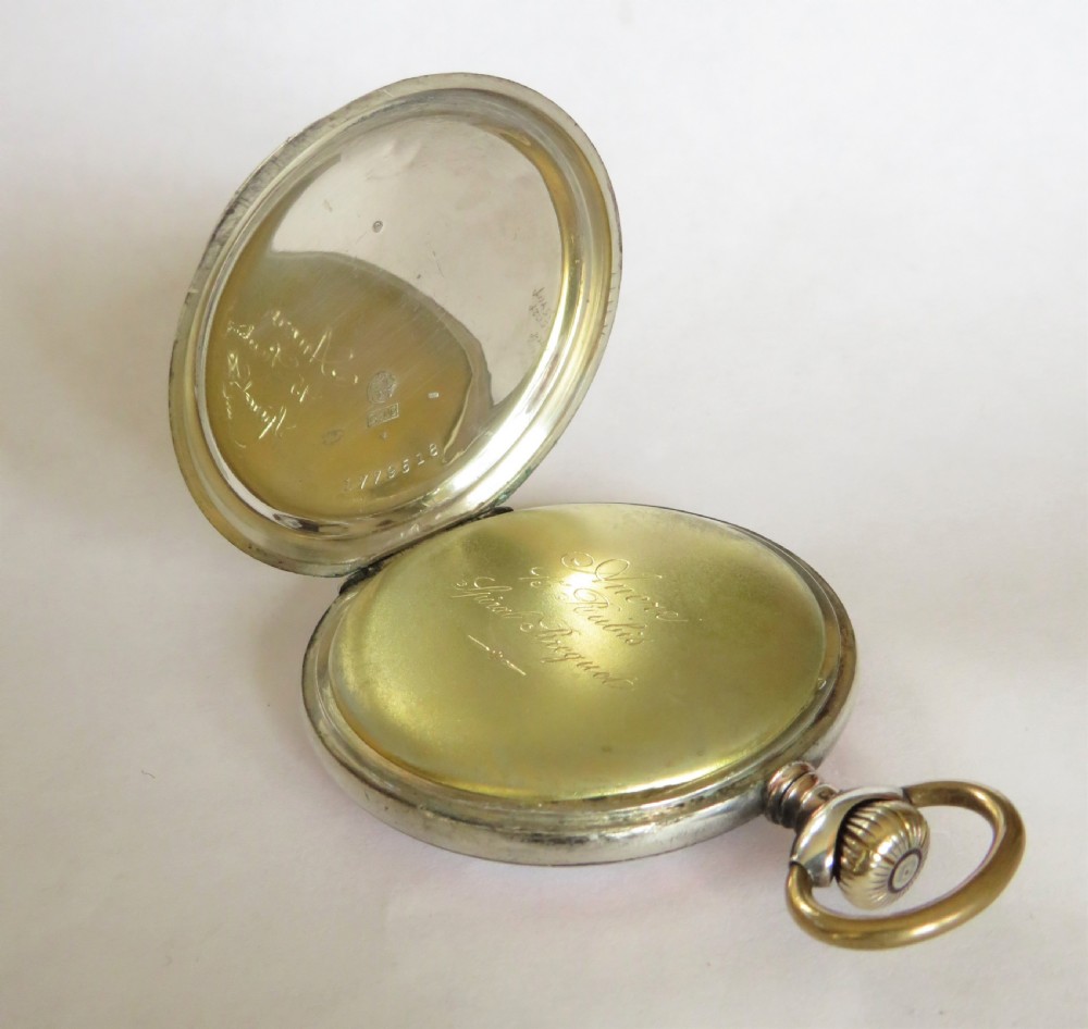 Silver antique Thommen Revue pocket watch, c1910s View V