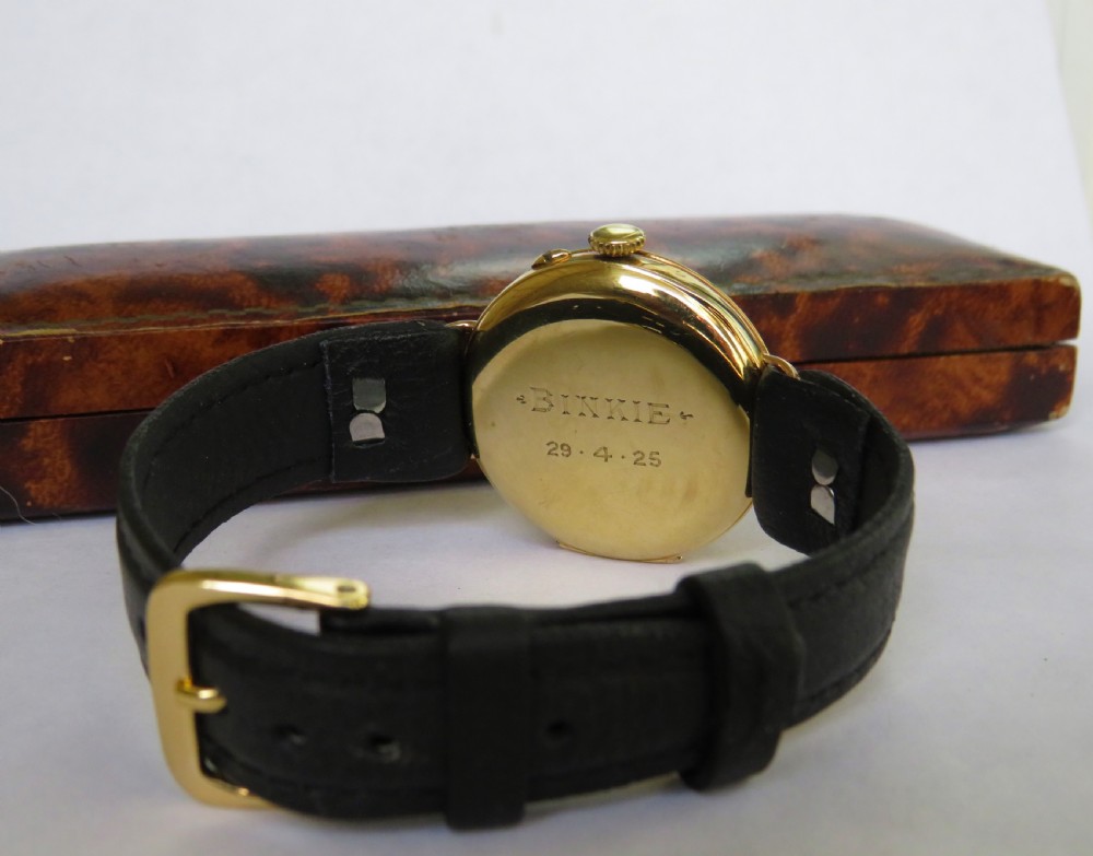 Gents boxed 9ct gold wrist watch, 1921 View IV