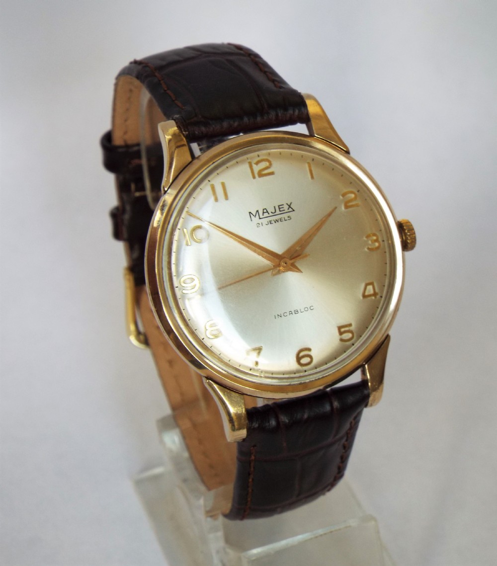 Gents 9ct gold Majex wrist watch, 1962