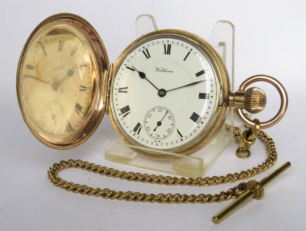 Antique Waltham Giant full hunter pocket watch and chain View II