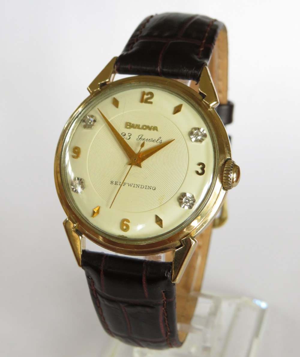 Gents 1959 Bulova wrist watch with diamond markers