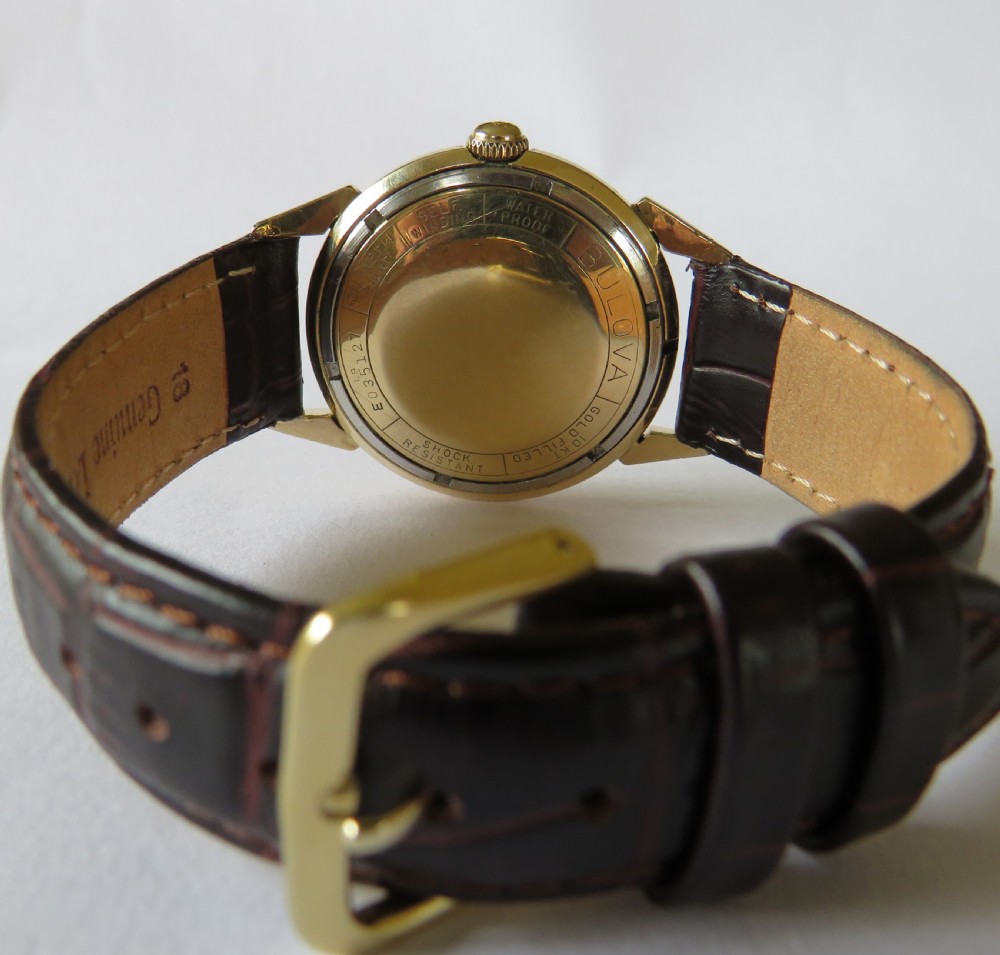Gents 1959 Bulova wrist watch with diamond markers View V