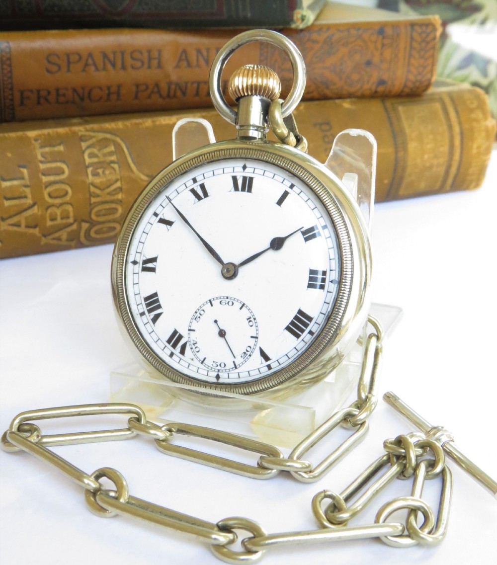 1920s Record stem winding pocket watch and chain
