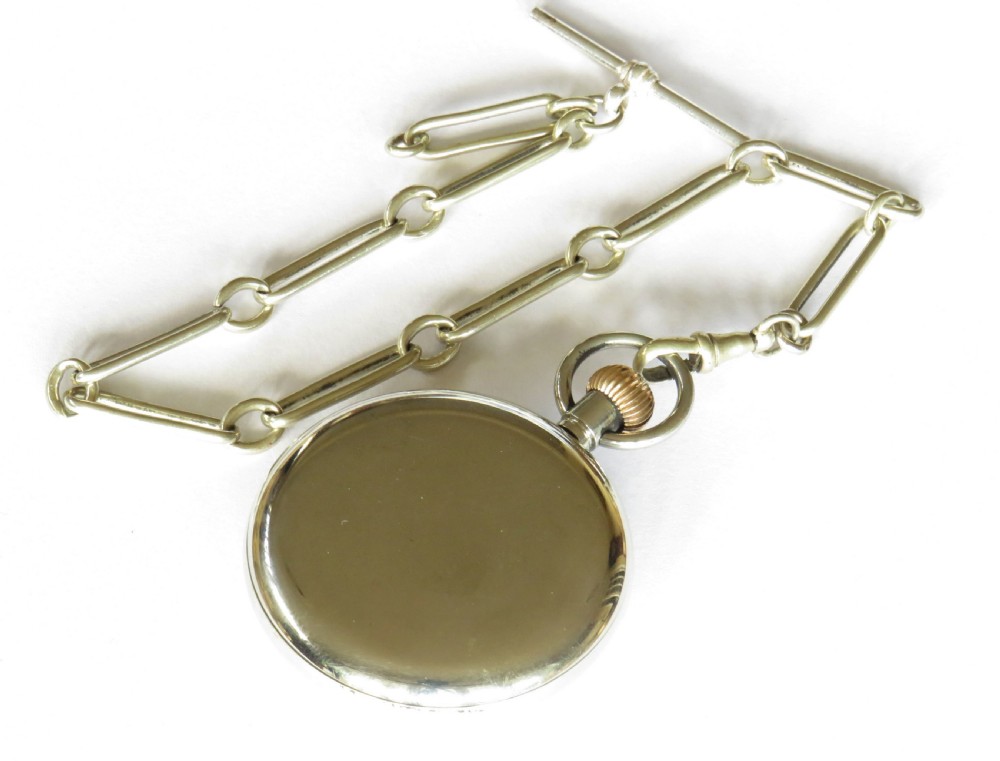1920s Record stem winding pocket watch and chain View IV