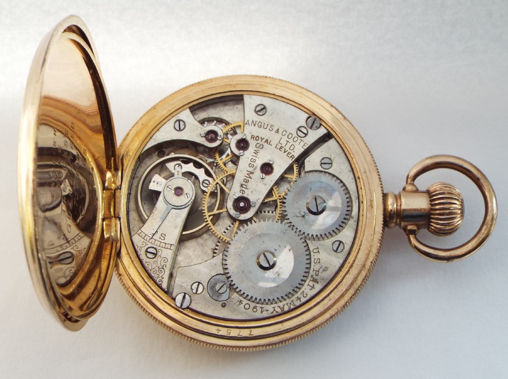 A vintage 1930s Cyma full hunter pocket watch originally retailed by Angus & Coote Sydney.  View VI