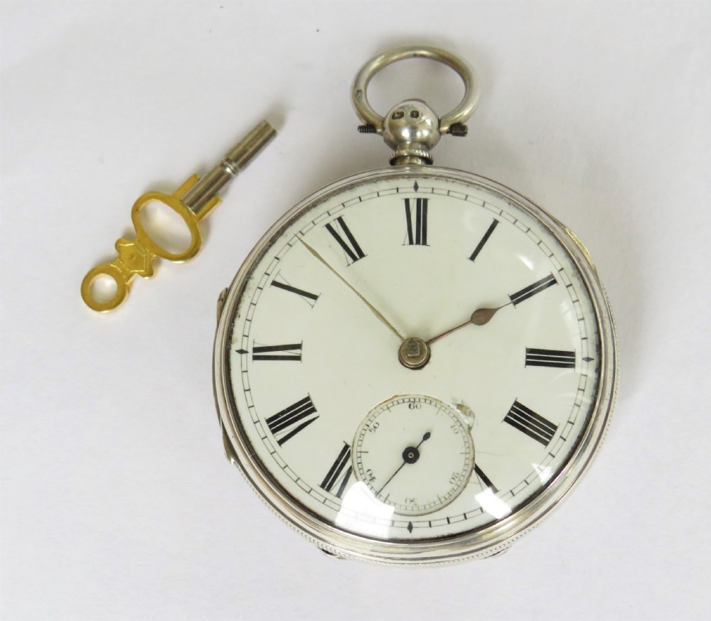 Antique silver fusee pocket watch, 1868 View II