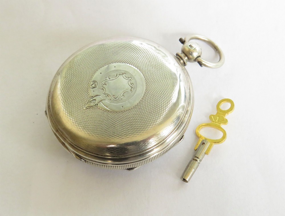 Antique silver fusee pocket watch, 1868 View III